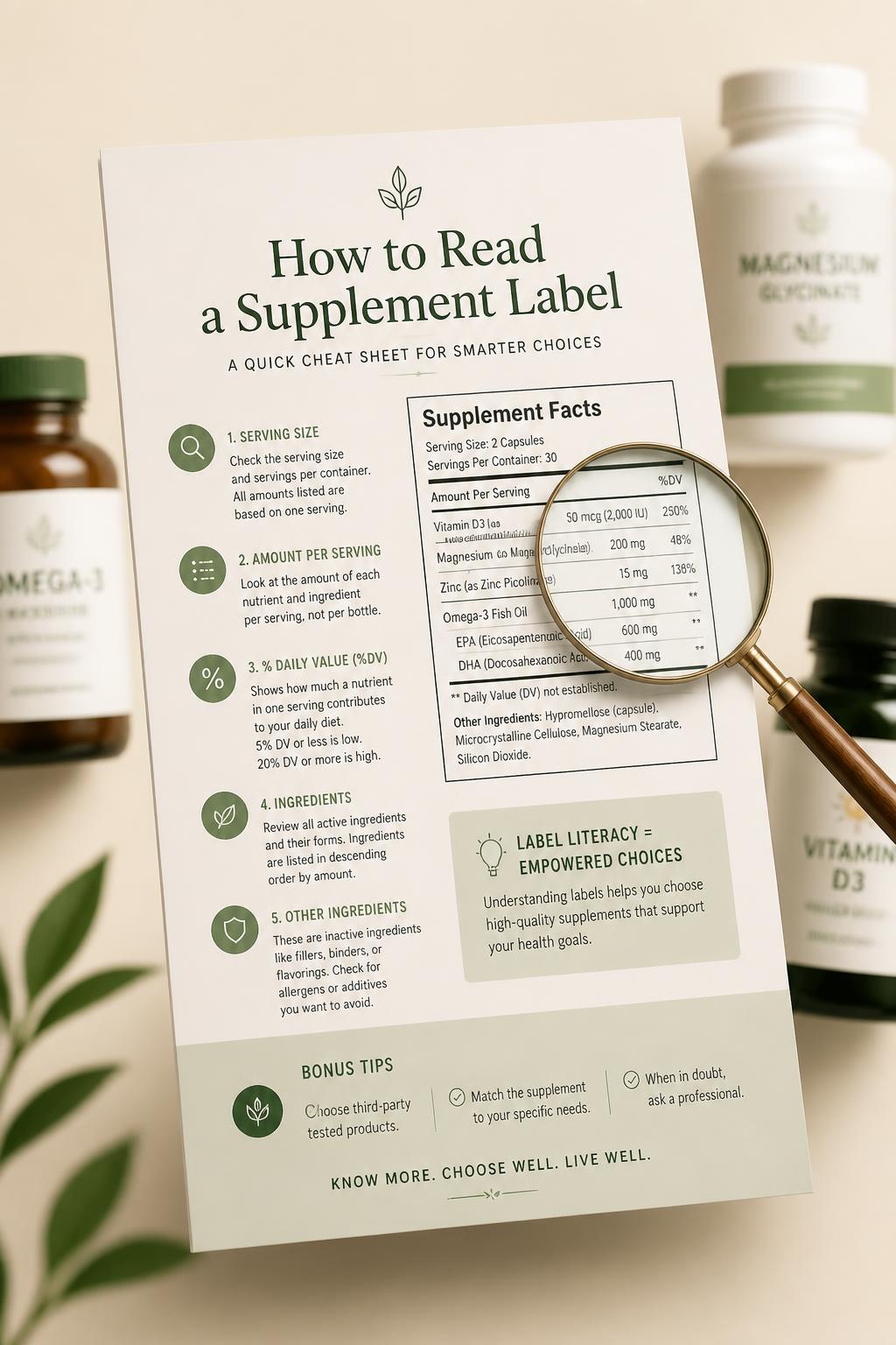 How to Read a Supplement Label cheat sheet preview